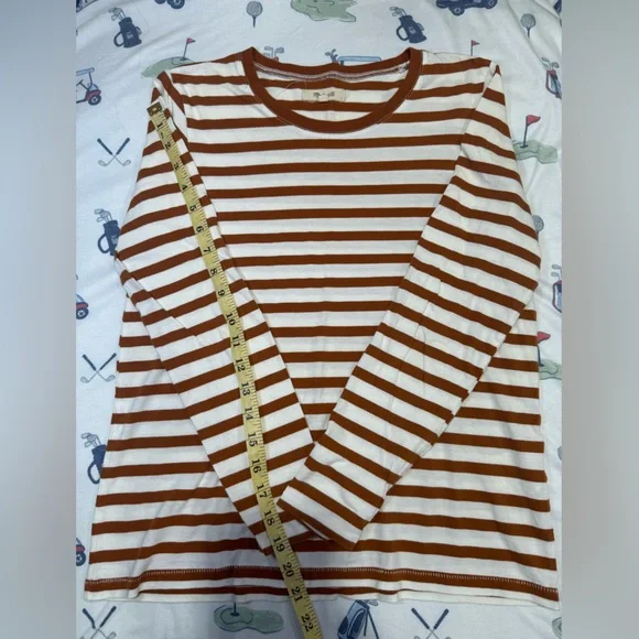 Madewell Tan and White Striped long-sleeved shirt size small - Picture 5 of 14